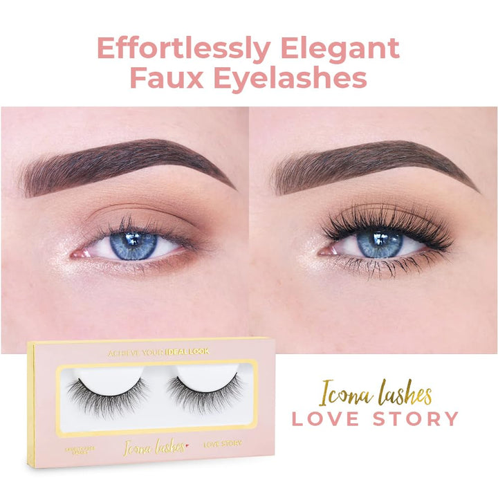 Icona Lashes® Premium Quality False Eyelashes | Love Story | Natural Look & Feel | Reusable | Handmade | Cruelty Free