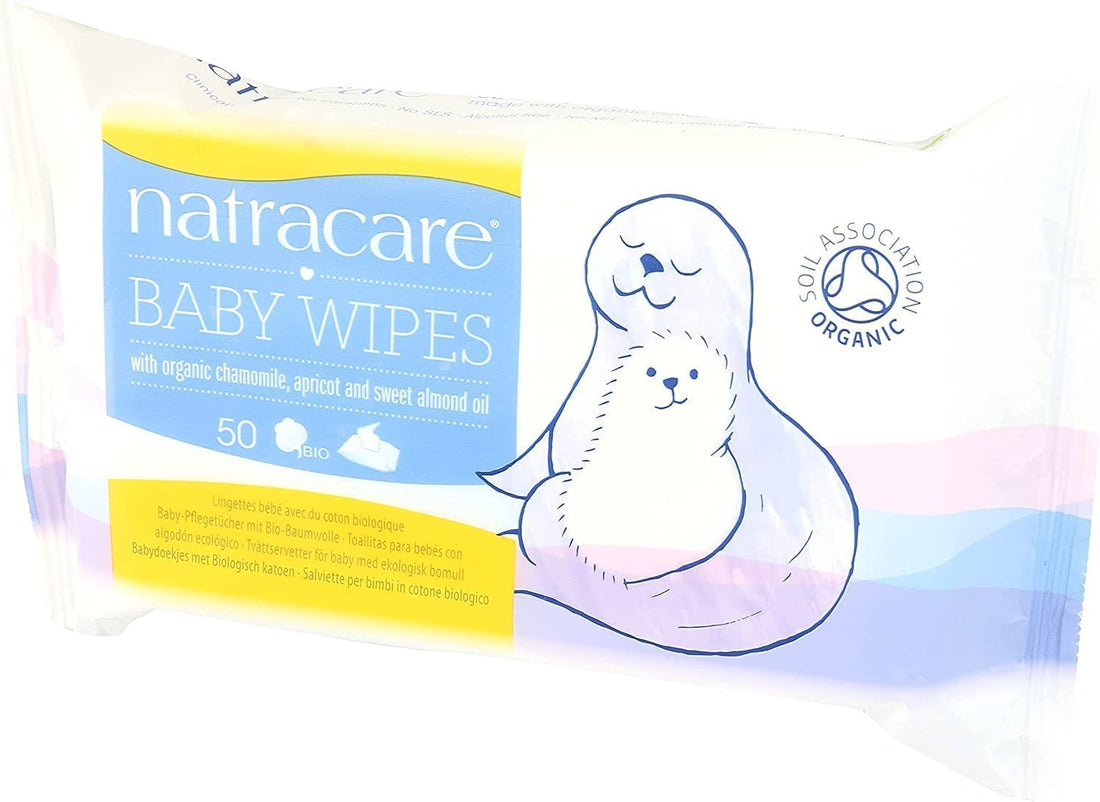 Natracare Organic Cotton Baby Wipes, 50-Count Packages (Pack of 4)