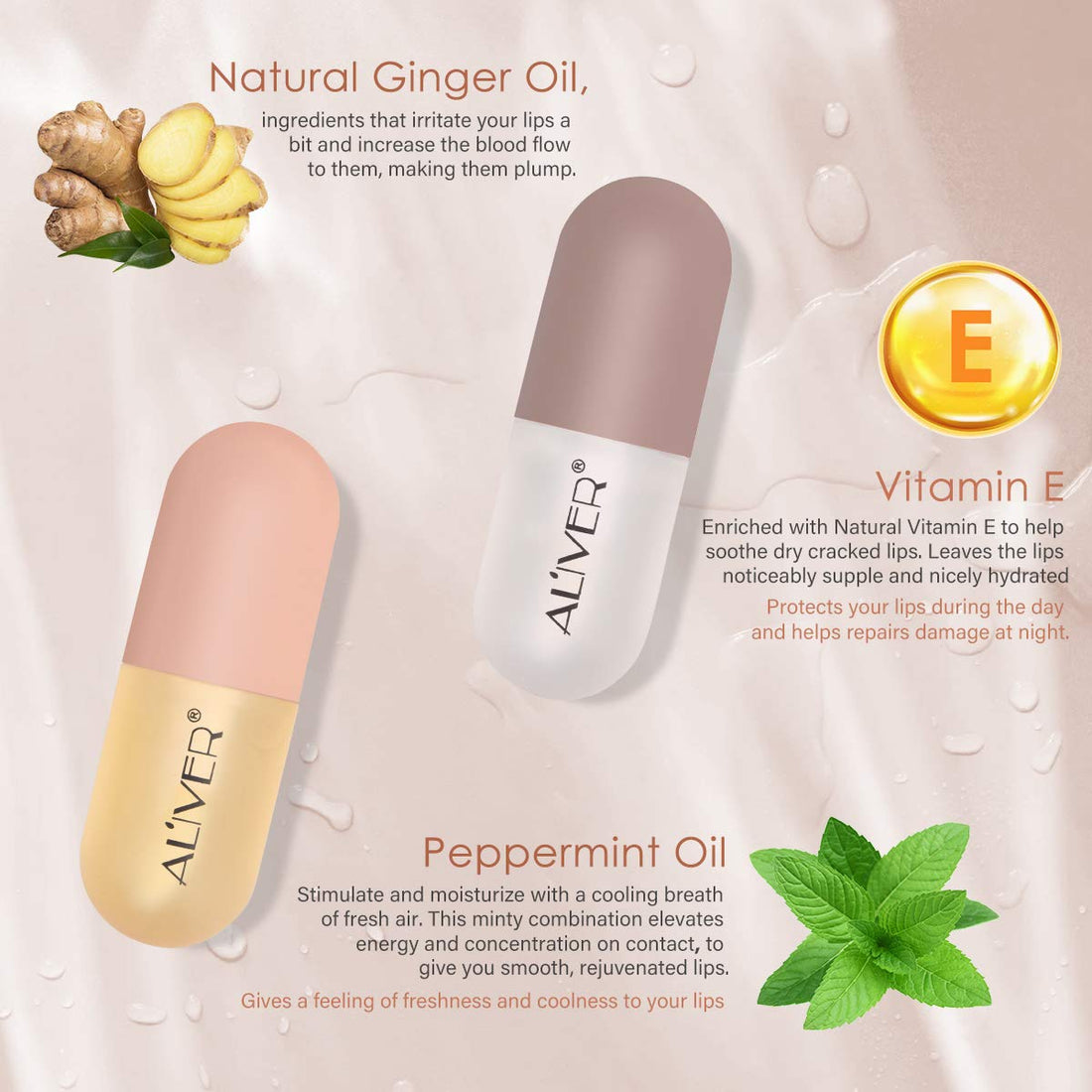Lip Plumper Gloss- Natural Lip Plumper,Plumper Set Contains Day and Night Lip Gloss -Clear Lip Plump Gloss-Enhancer for Fuller & Hydrated Lips | Give Volume,Moisturize