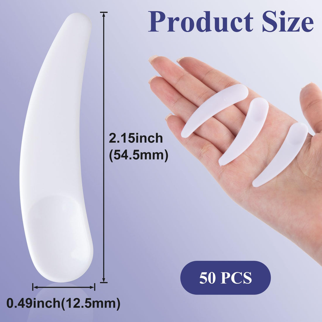 HINZIC 50PCS Cosmetic Spatulas, 2inch Small Makeup Spatula, Mini Plastic Skin Care Scoop, Face Mask Applicator, Facial Supplies for Estheticians Mixing and Sampling Women Girls