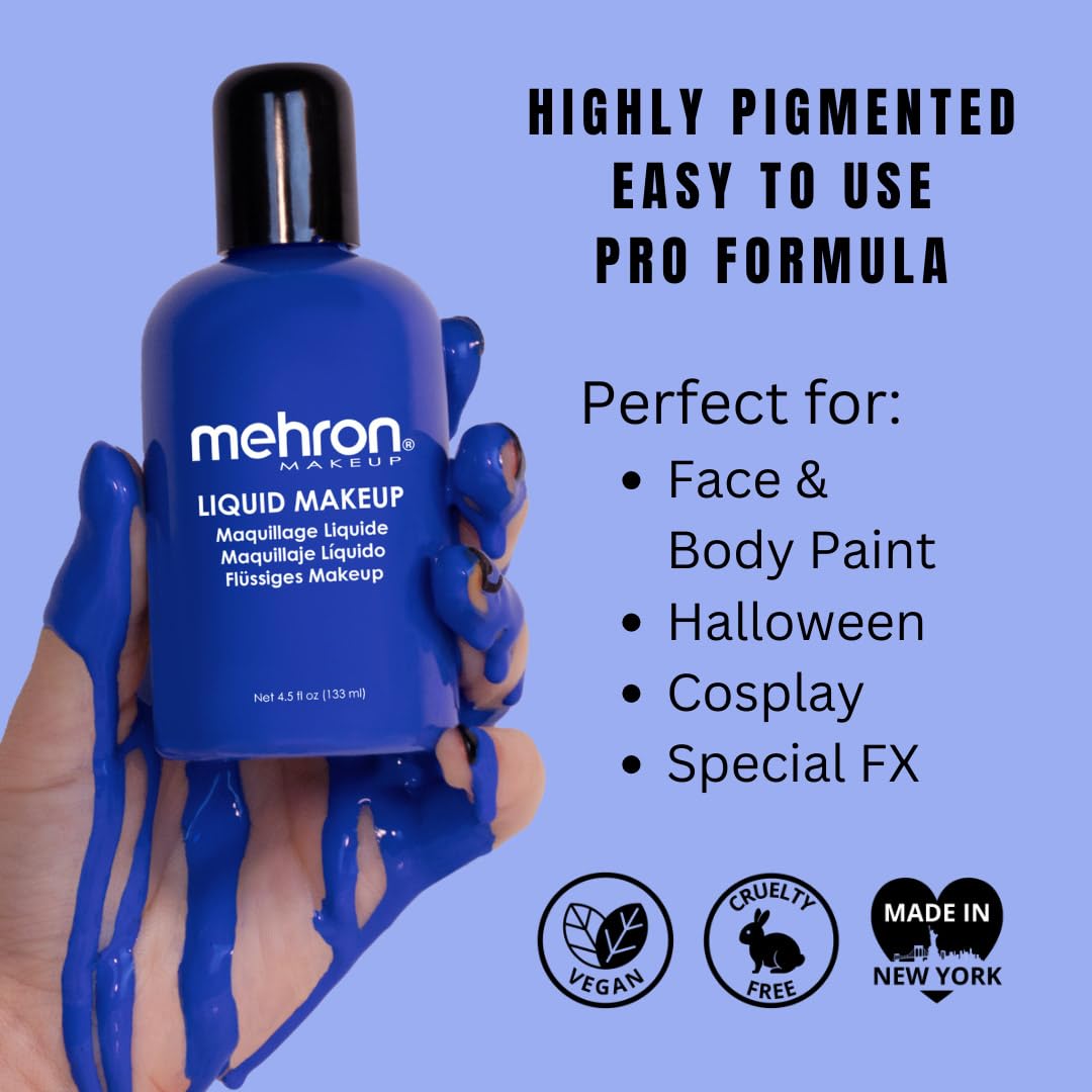 Mehron Professional Liquid Makeup #111 Blue, 4.5 Ounce