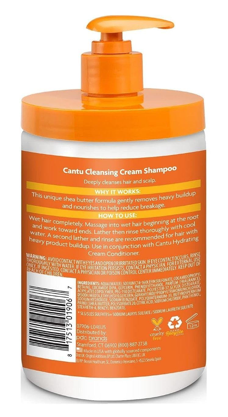 Cantu Natural Hair Shampoo Cleansing Cream 25 Ounce Pump (3 Pack)
