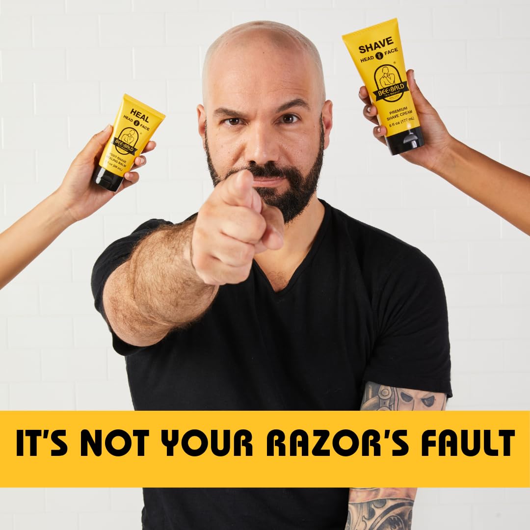 Bee Bald SHAVE Premium Shave Cream Goes On Light & Slick For A Shave That's Incredibly Smooth & Quick For Both Face And Head, 6 Fl Oz