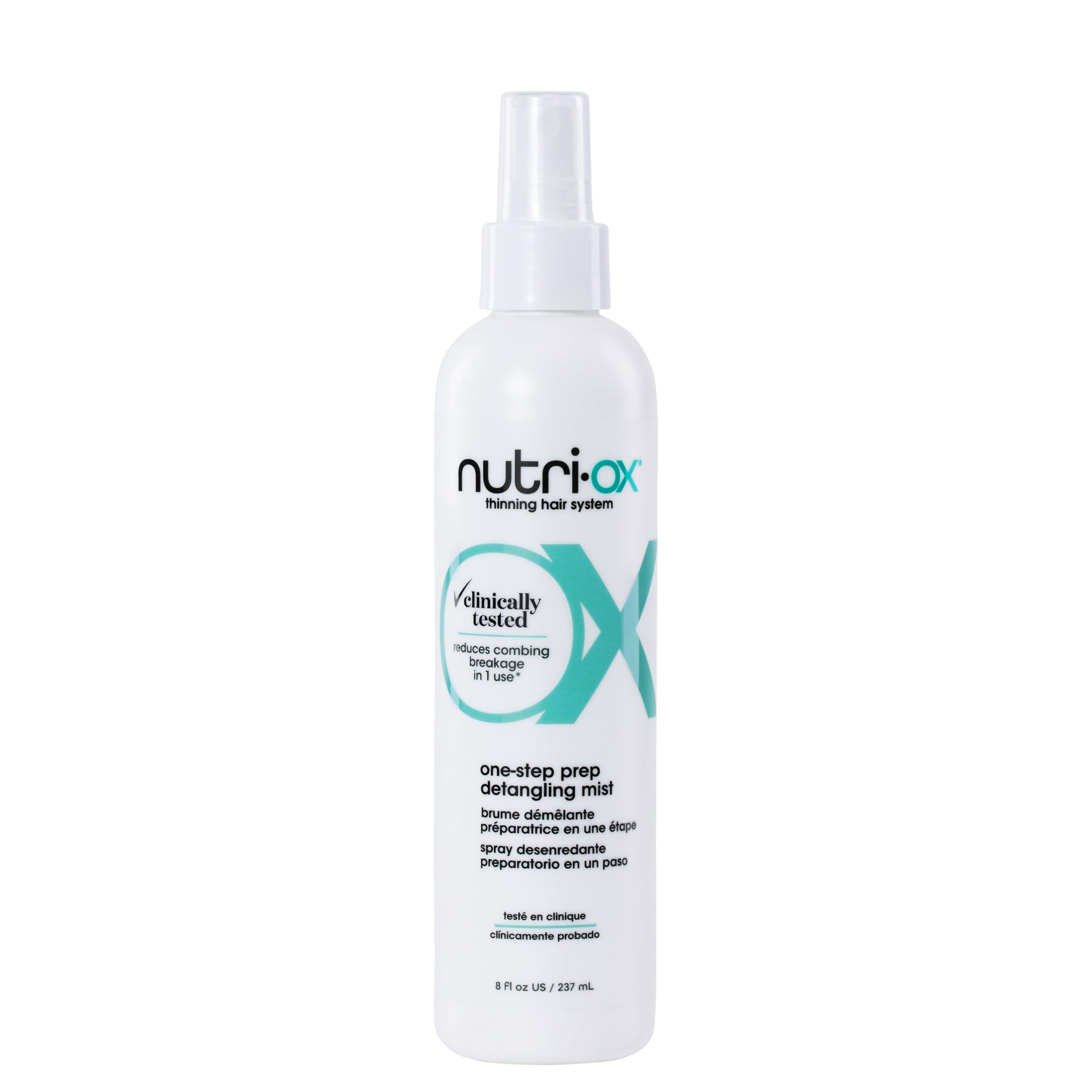 NUTRI-OX One-Step Prep Detangling Mist Leave-In Conditioner Detangler | For Fine, Thinning Hair | Clinically & Dermatologically Tested | Color-Safe | 8 Fl Oz