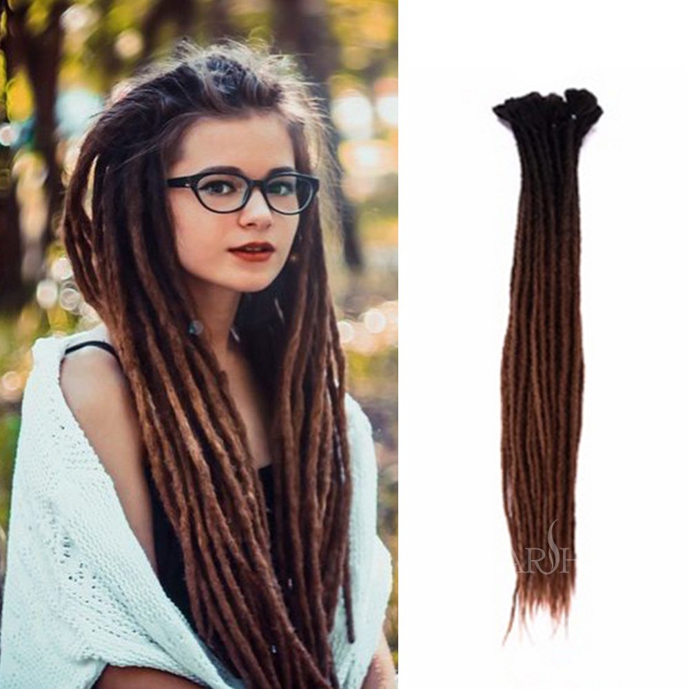 22 Inch, 2-6# : Dsoar 22 Inch Ombre Dreadlocks Synthetic Handmade Dreadlocks Hair Extensions Twist Ombre Braiding Hair Crochet Reggae Dreadlock 10 Strands/Pack Black And Deep Brow