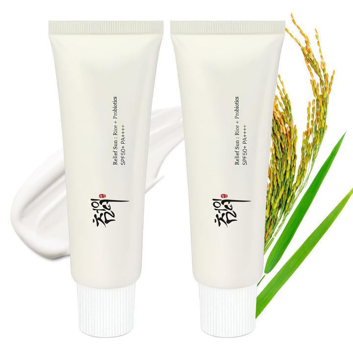 Relief Sun Organic Sunscreen SPF50, +++++PA++ Rice and Probiotics, Korean Skin Care Solution, Nourishing Skin Protection and UV Defens, Suitable for All Skin Types