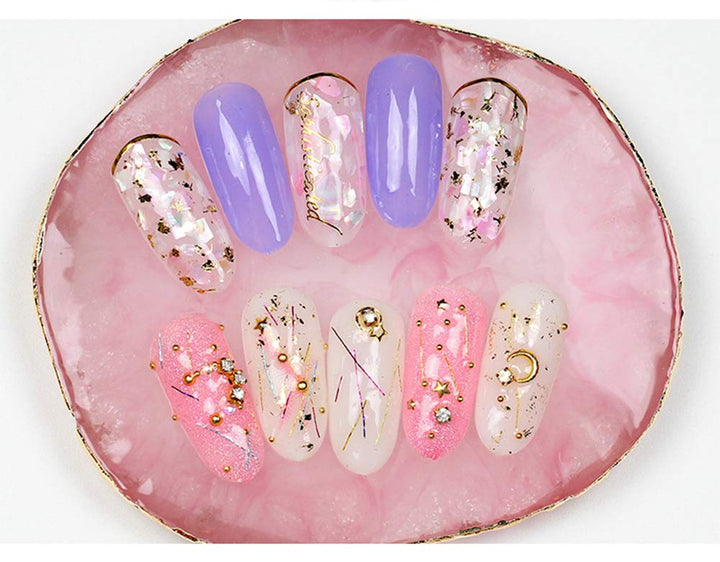AKOAK 1 Pack Natural Resin Agate Phnom Penh Nail Glue Palette Crystal Edge Shooting Props Toning Works Display Board Tool (Light pink)