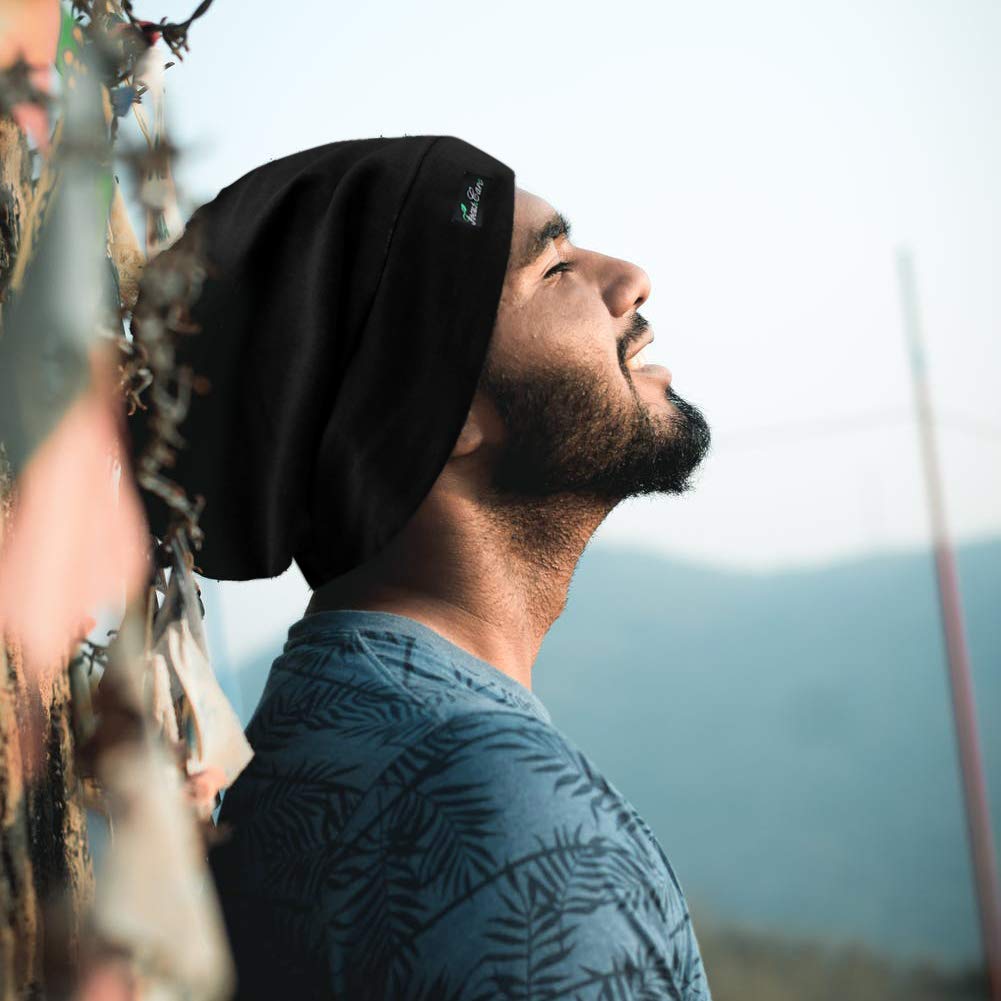 FocusCare Adjustable Sleep Hats,Silk Satin Lining Protect Curly Hair Extra Large Navy