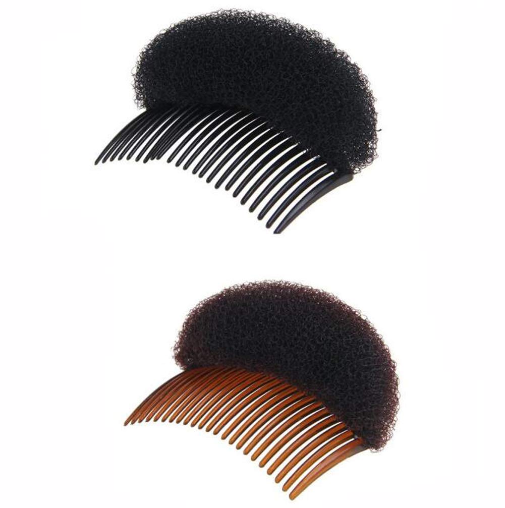 2Pcs Charming Bump It Up Volume Inserts Hair Comb Hair Stick Bun Maker Tool Do Beehive Hair Base Styling Accessories For Women Lady Girl(1 Black+1 Brown)