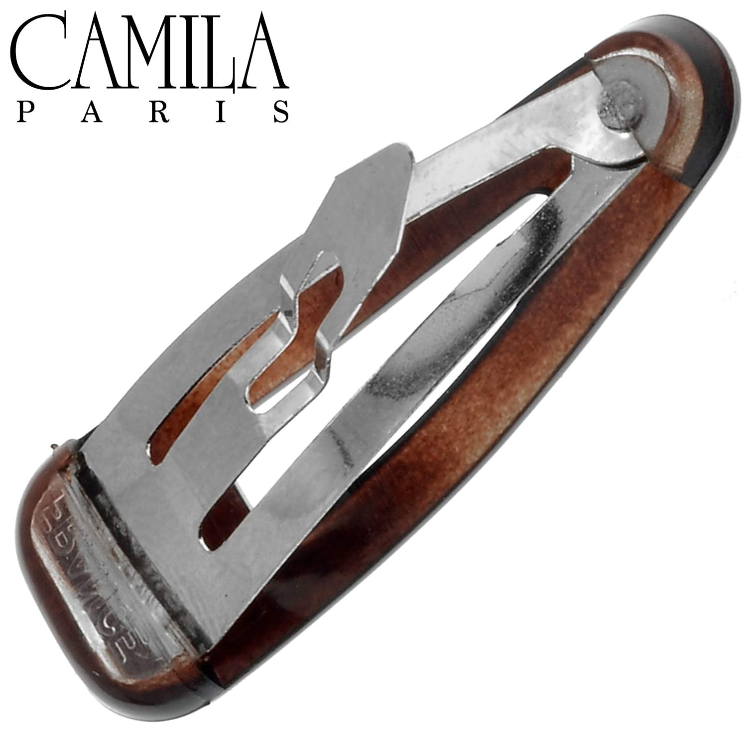 Camila Paris AD86/2 French Hair Snap Clip Barrette, Hair Slides Clic Clac for Women, Styling Girls Side Slide-in Metal Snap Pin Hair Accessories for Women. Strong Hold, No Slip Grip, Made in France