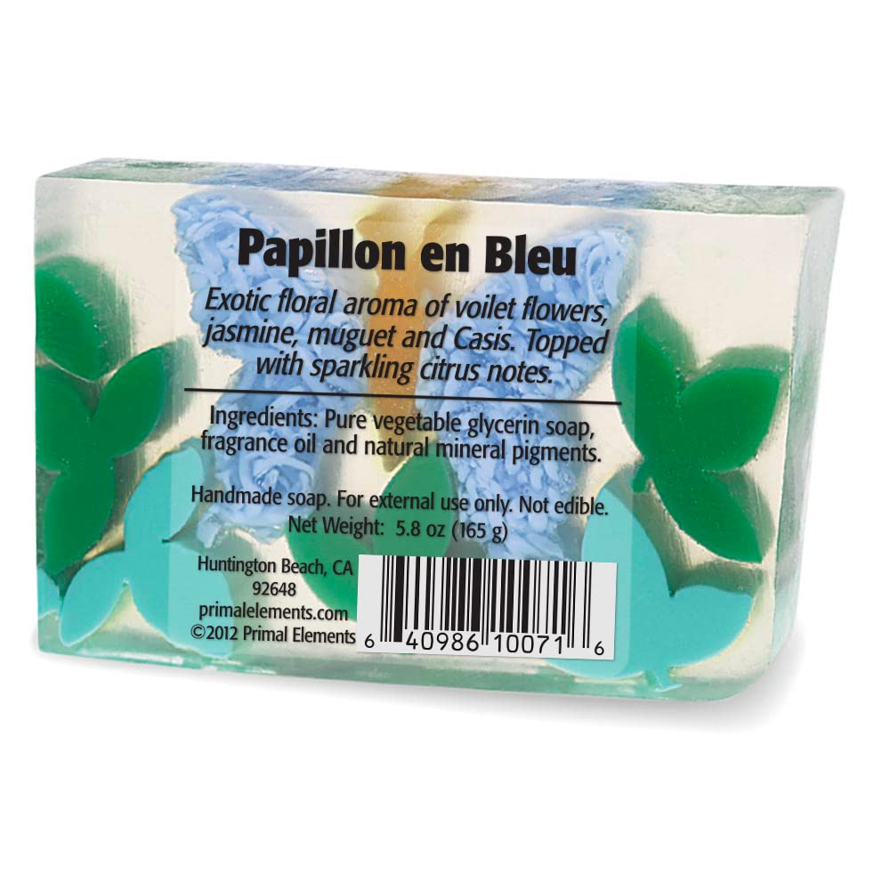 Primal Elements Papillion En Bleu 6.0 Oz. Handmade Glycerin Bar Soap