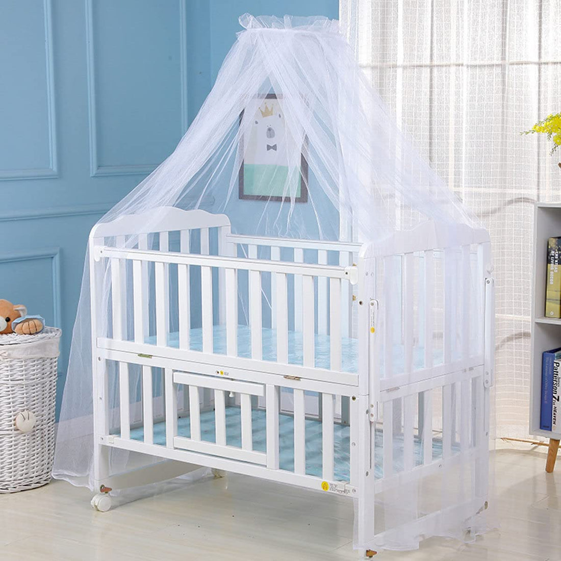 FAMKIT Baby Infant Toddler Bed Dome Cots Mosquito Netting Hanging Bed Net Mosquito Bar Frame Palace-Style Crib Bedding Set (Mosquito Net Without Stand) 160X450CM
