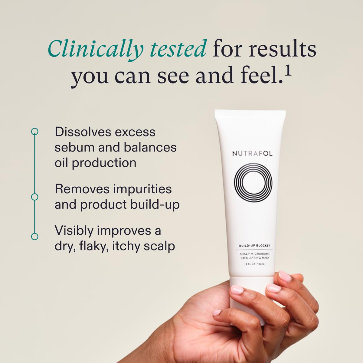 Nutrafol Exfoliating Scalp Mask, Eliminates Product Build-up and Oil for Healthier Hair and Scalp, Physician-formulated for Thinning Hair, Color and Extension Safe - 4 Fl Oz Bottle