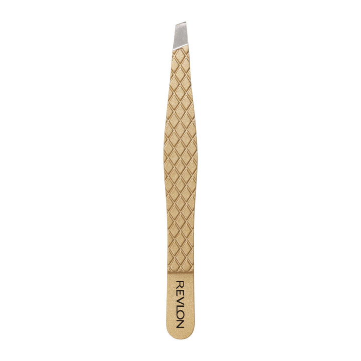 Revlon Gold Series Slanted Tip Tweezers, Ultra-Sharp for Precision Eyebrow Shaping and Facial Hair Removal, Diamond and Titanium-Coated for Durability, 1 Count