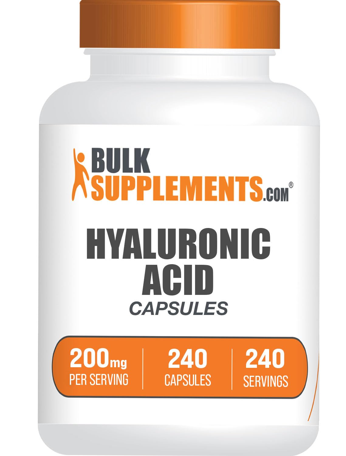 BulkSupplements.com Hyaluronic Acid Capsules - Hyaluronic Acid Supplements, Hyaluronic Acid 200mg - Pure & Gluten Free, 1 Capsule per Serving, 240 Capsules (Pack of 1)