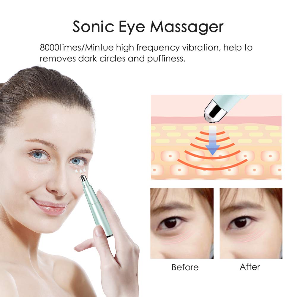 TOUCHBeauty Sonic Eye Massager with Soft Facial Cleansing Brush Eyes & Face Skin Care Device Relieves Dark Circles and Puffiness 1581