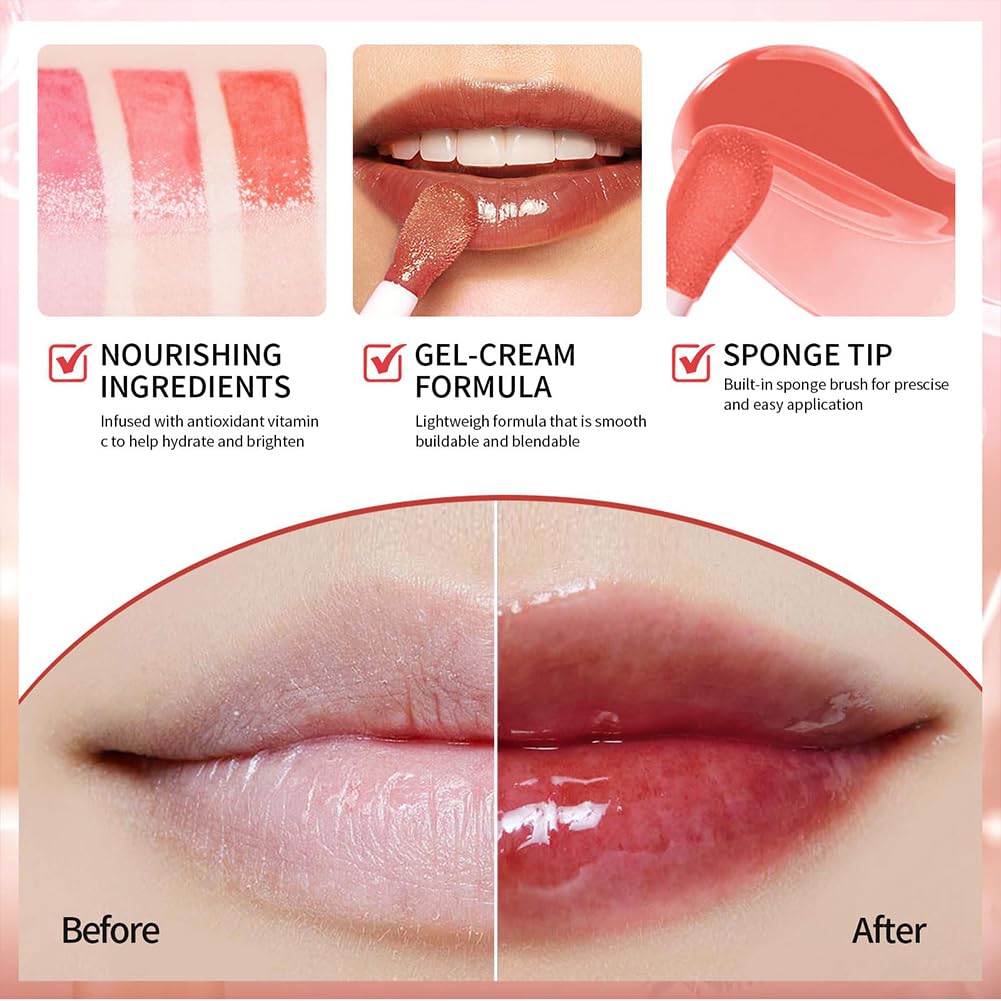Hydrating Lip Glow Oil, Moisturizing Lip Glow Oil, Nourishing Glossy Transparent Lip Oil, Plumping Lip Oil, Lip Balm, Non-sticky Tinted Toot Lip Balm for Lip Care (ROSEWOOD) 0.2 OZ