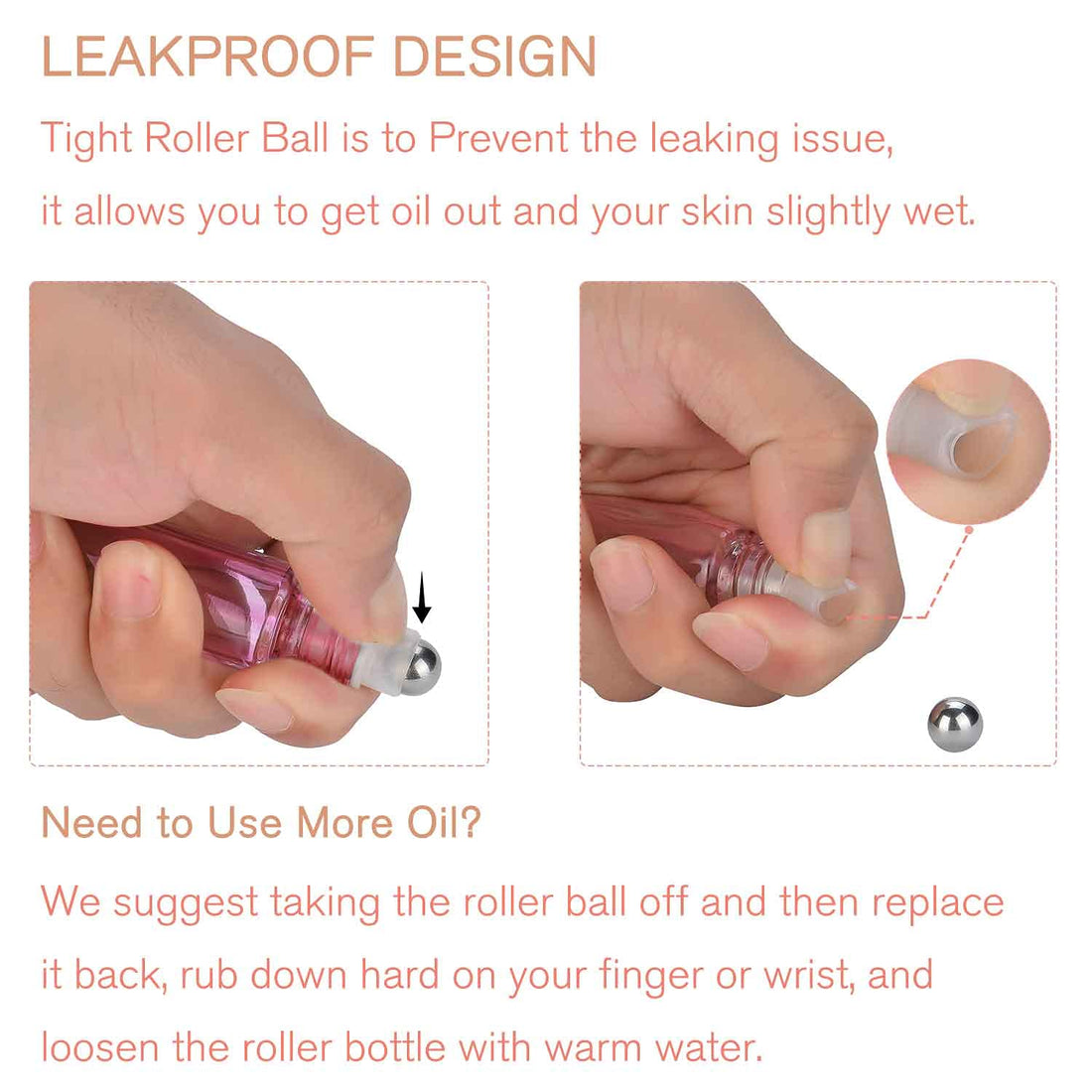 PrettyCare 12 Pack, 10 ml Essential Oil Roller Bottles with Stainless Steel Roller Ball - Refillable Leak-proof Empty Thick Pink Glass Roll on Bottles with Metal Caps for Travel, Perfume