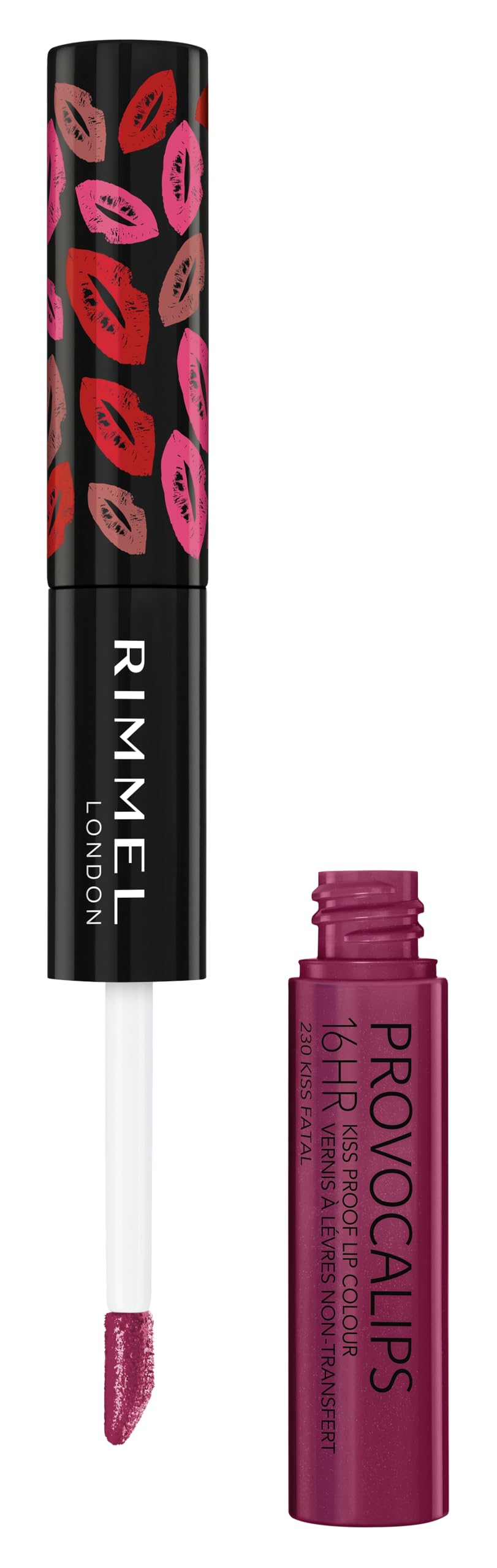 Rimmel London Provocalips 16hr Kiss-Proof Lip Color - Two-Step Liquid Lipstick to Lock in Color and Shine - 230 Kiss Fatal, .14 fl.oz.