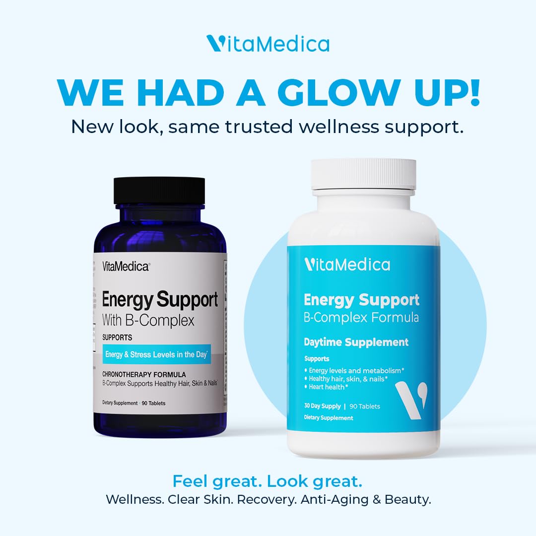 VitaMedica | Energy Support Multivitamin w B Complex | Energy Booster | Vitamin B6 & B12 | Clarity & Focus | Biotin for Hair, Skin & Nails | Energy Supplements | 90 Ct