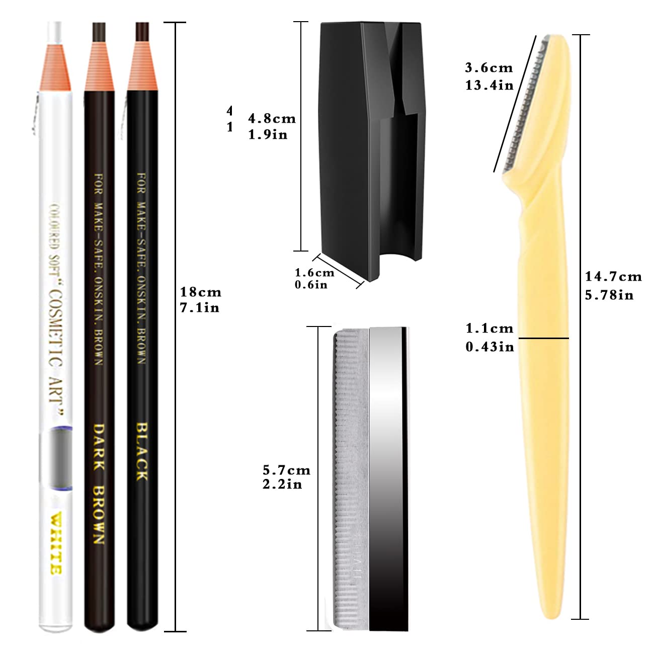 Waterproof Eyebrows Pencil Tattoo Makeup And Microblading Supplies Kit-Permanent Eye Brow Liners In Wa(including :12 eyebrow pens, 2 eyebrow knives, 3 eyebrow card, 2 pencil sharpeners)