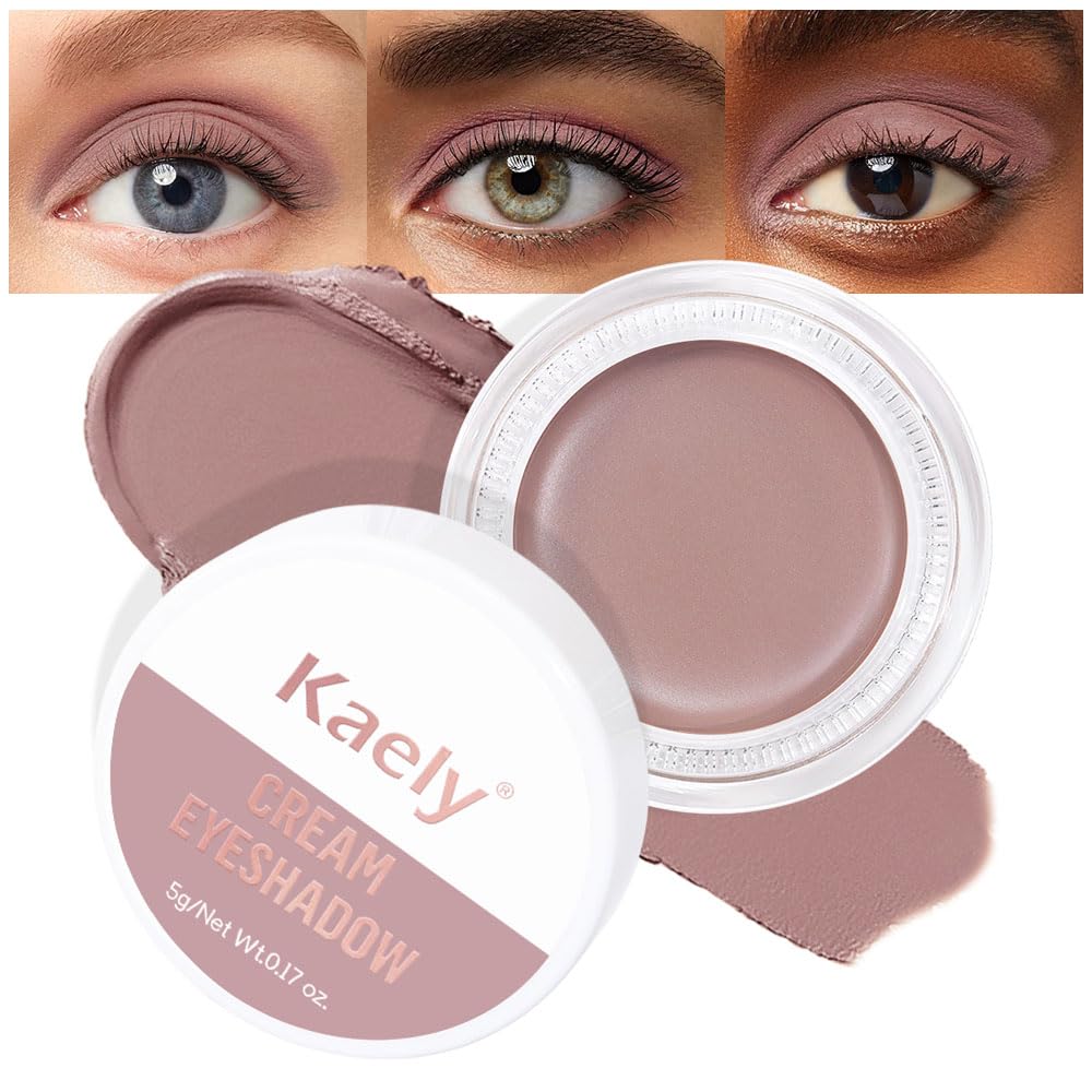 Kaely Single Cream Eyeshadow Pot, Putty Matte Highly Pigmented Monochrome Eye Shadow Palette Makeup, Waterproof Natural Mini Eyeshadow Brightener, sombras en crema para ojos, Blendable, 23