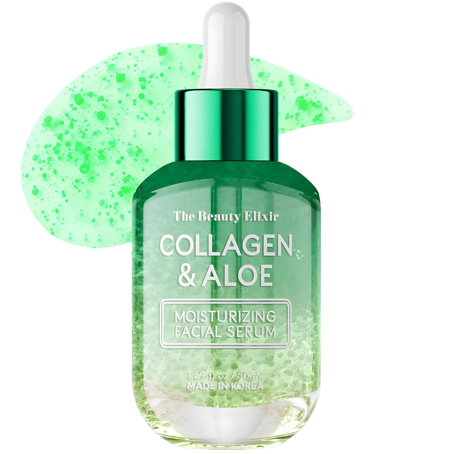 Beauty Elixir Aloe & Collagen Serum For Face - Skin Tightening, Hydrating & Nourishing Anti-Aging Treatment - Clean, Cruelty-Free Korean Skin Care - Dermatologist Tested - 1.69 oz