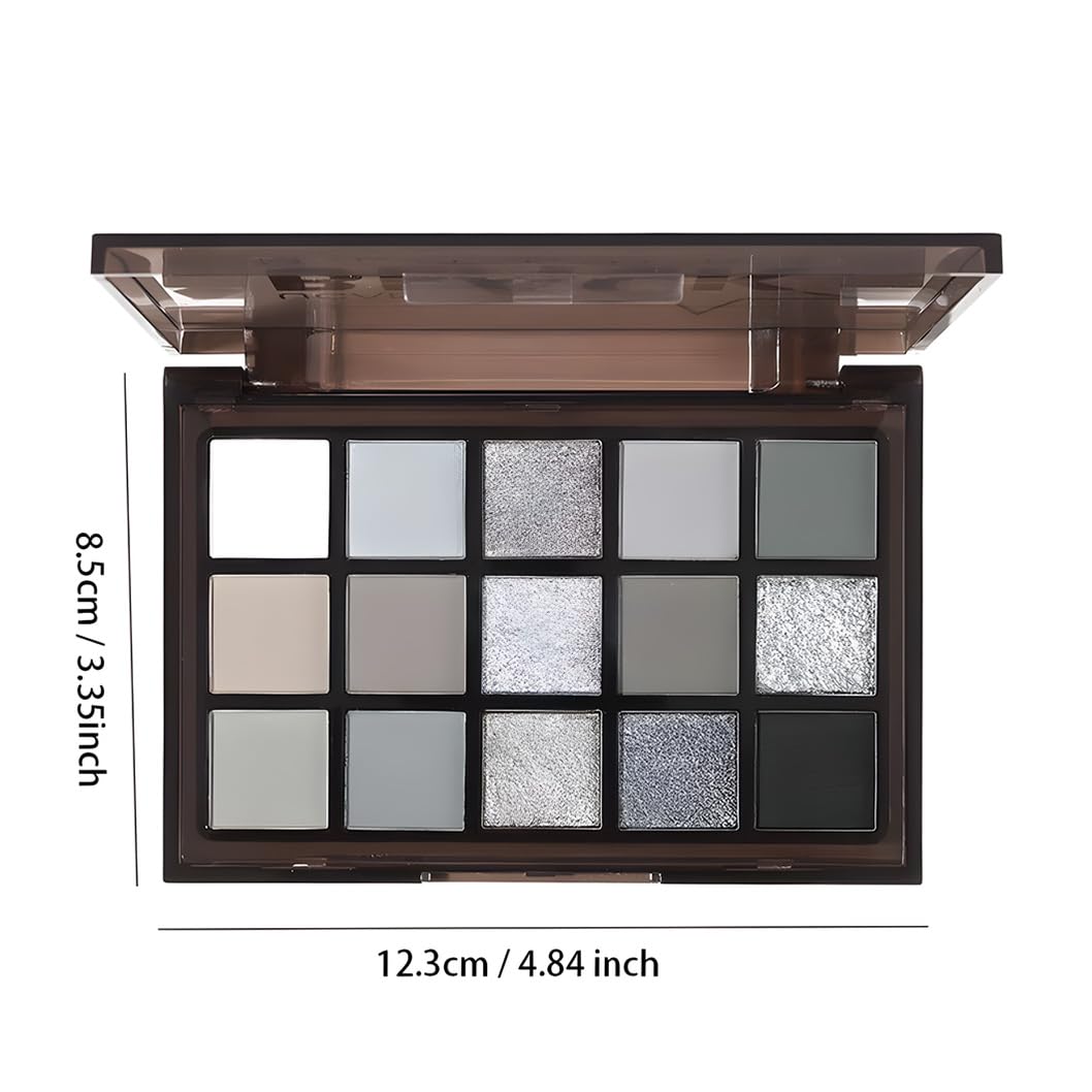 GUANTIAN Black Smoky Eye shadow Palette, 15 Colors True Black Dark Grey Smokey Goth Makeup Pallet, 15 Soft Matte Shimmer High Pigmented Basic White Gray black eyeshadow for woman