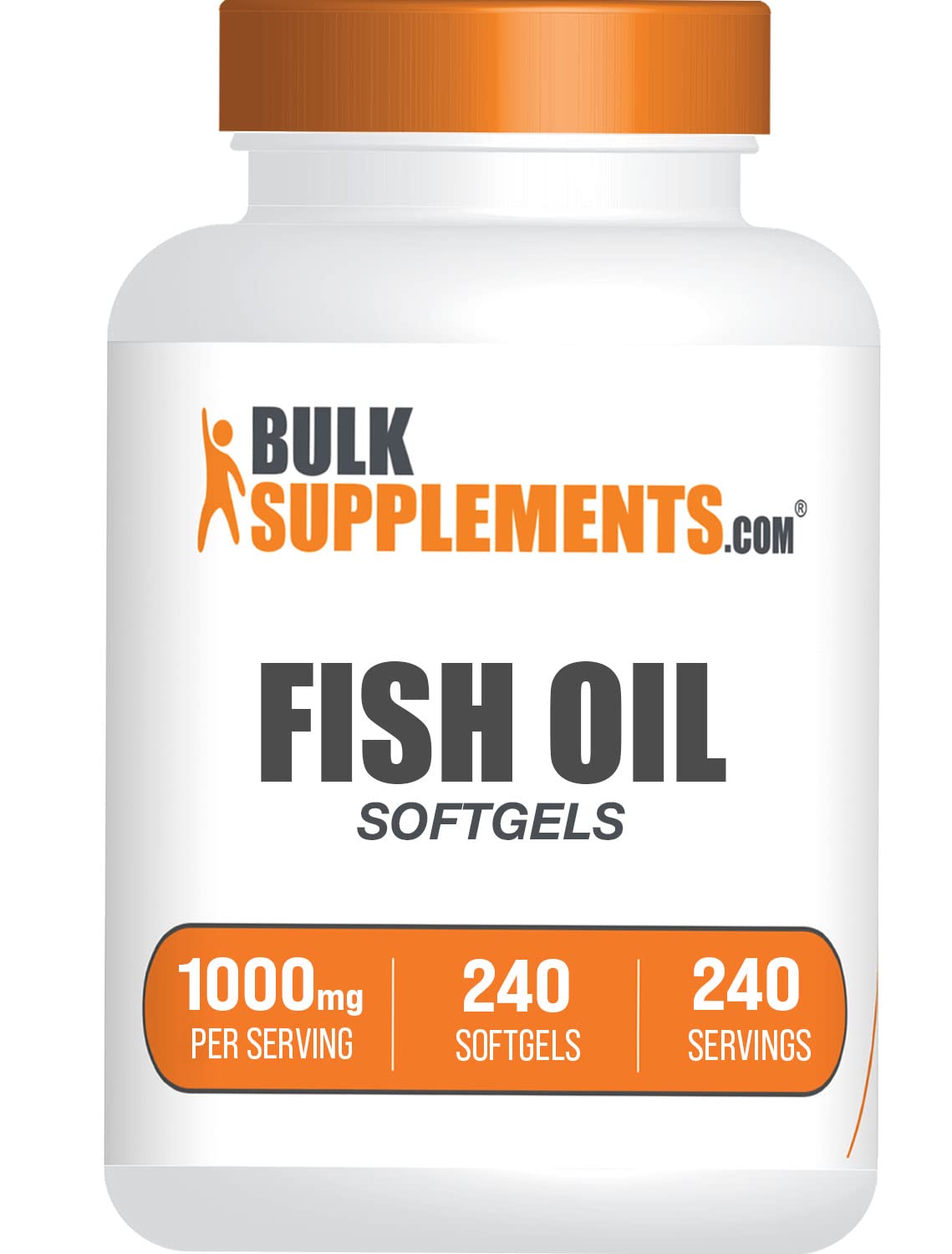 BulkSupplements.com Fish Oil 1000mg Softgels - Fish Oil Omega 3, Fish Oil Supplements, Fish Oil Pills - Gluten Free, 1 Softgel per Serving, 240 Softgels (Pack of 1)