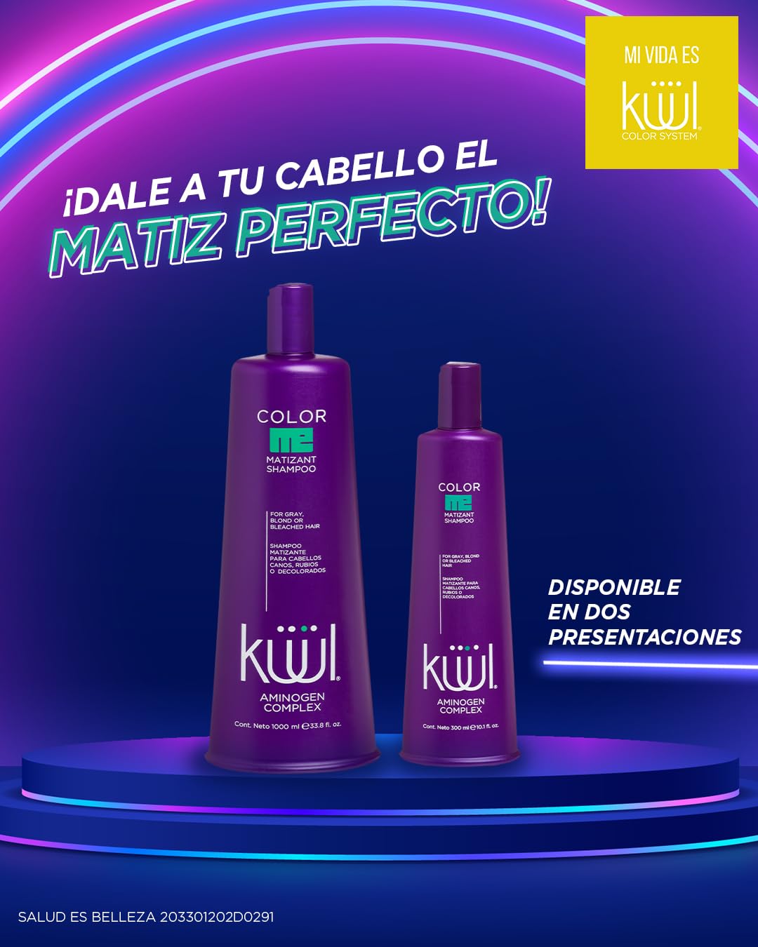 KUUL MATIZANT SHAMPOO 33.81 oz - PURPLE SHAMPOO - (MATIZANTE CABELLOS CANOS RUBIOS O DECOLORADOS COLOR DEL LIQUIDO = MORADO) - 1000 ML