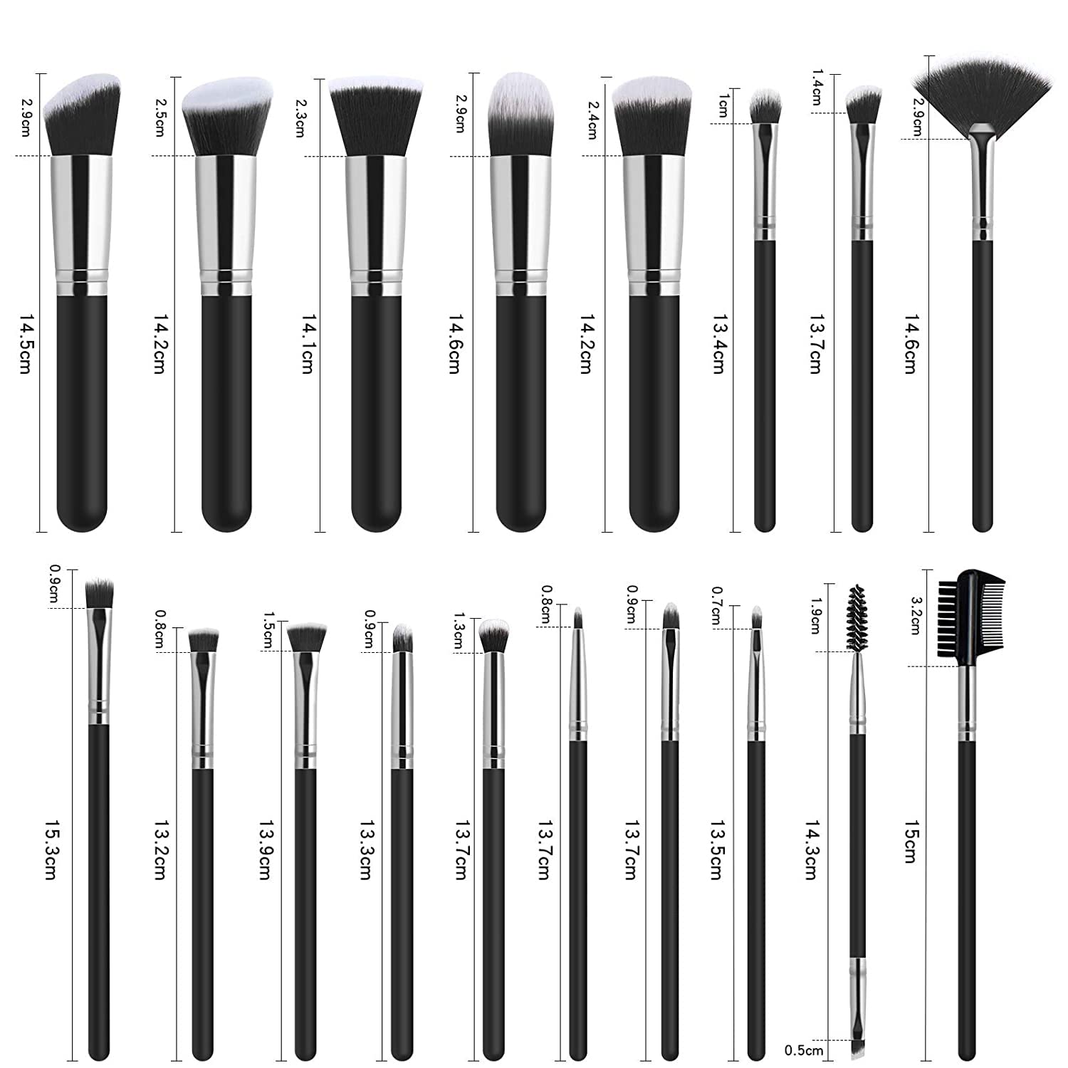 JAYWAYNE Makeup Brushes Set 18Pcs Premium Synthetic Foundation Brush for Liquid Makeup Brush Professional Make Up Brush Set Black