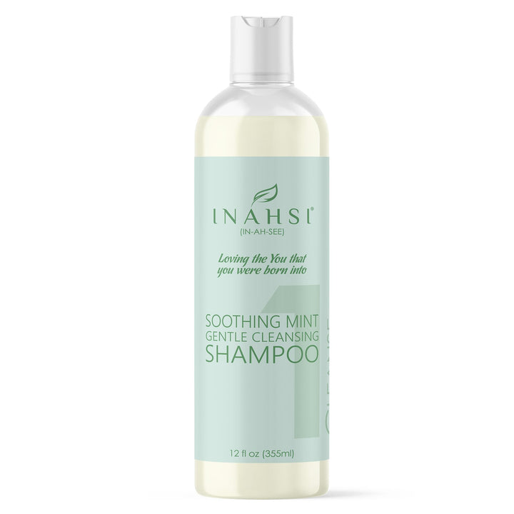 Inahsi Soothing Mint Gentle Cleansing Shampoo | Hair Shampoo for Men, Women, or Kids with Curly Hair | Hair Products for Naturally Curly Hair 12 oz | Made in the USA