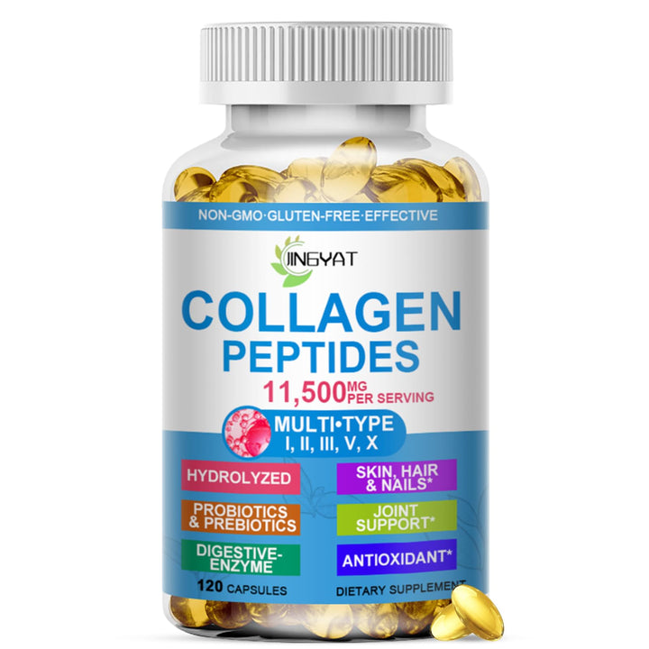 Collagen Peptides Softgels, Multi Collagen Peptides w/ Glucosamine Chondroitin MSM Biotin, Hydrolyzed Collagen Peptides Complex for Women Supports Skin Hair Nail Joints Bones Gut Health, Non-GMO