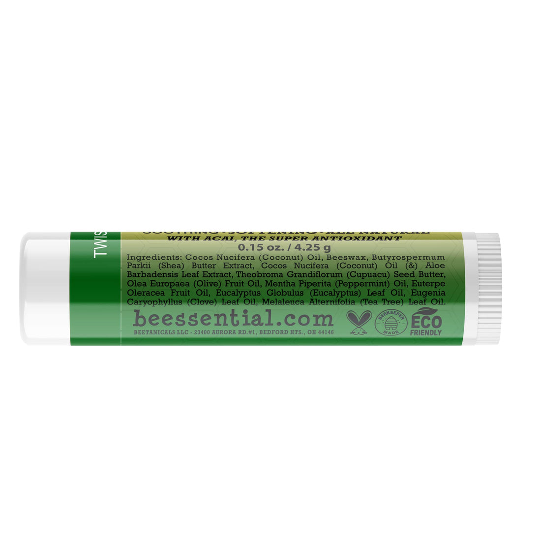 Beessential All Natural Peppermint Lip Balm (Buzz Balm) 2 pack – Heals and Prevents Dry and Chapped Lips – Great for Men, Women, and Children – Moisturizing Beeswax, Coconut, Shea and Cupuacu Butter