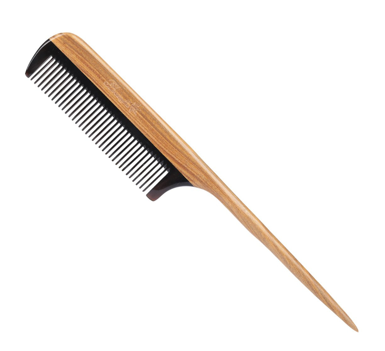 Breezelike No Static Black Buffalo Horn Comb Rat Tail Comb With Sandalwood Handle