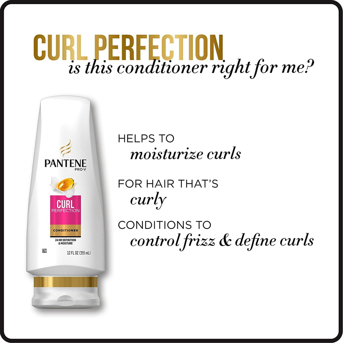 Pantene Pro-V Curly Hair Moisture Renewal Conditioner, 12.6 oz, 2 pk