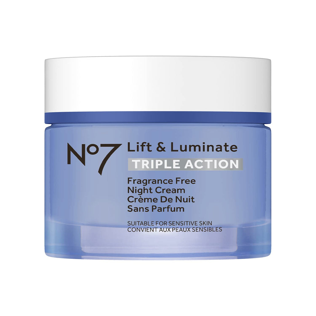 No7 Lift and Luminate Triple Action Fragrance-Free Night Cream – Anti-Wrinkle Collagen Peptide Brightening Moisturizer with Hyaluronic Acid, Hibiscus, and Vitamin C (50ml)