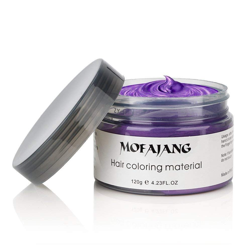 MOFAJANG Unisex Hair Wax Color Dye Styling Cream Mud, Natural Hairstyle Pomade, Washable Temporary,Party Cosplay (Purple)