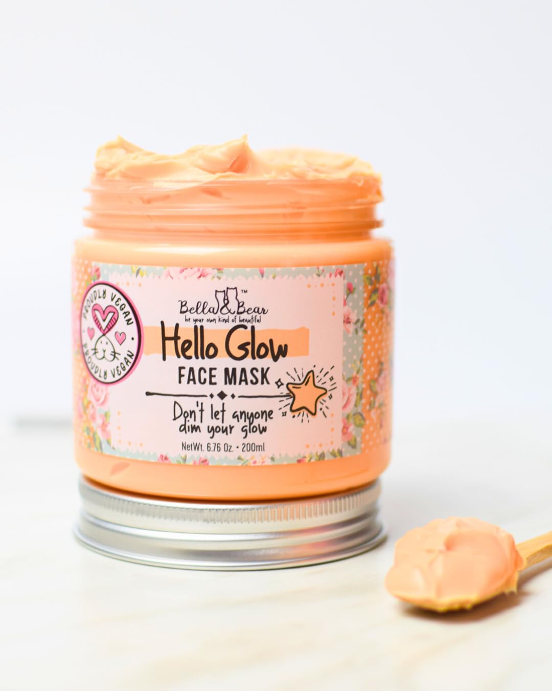 Bella & Bear Hello Glow Face Mask for refining and brightening - Vegan - 6.7oz
