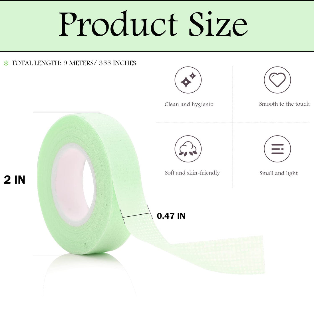 6 Rolls Eyelash Tape, Adhesive Fabric Eyelash Extension Tape, Breathable Micropore Fabric Tape for Eyelash Extension Supplies,9 m/10 Yard Each Roll (Green)