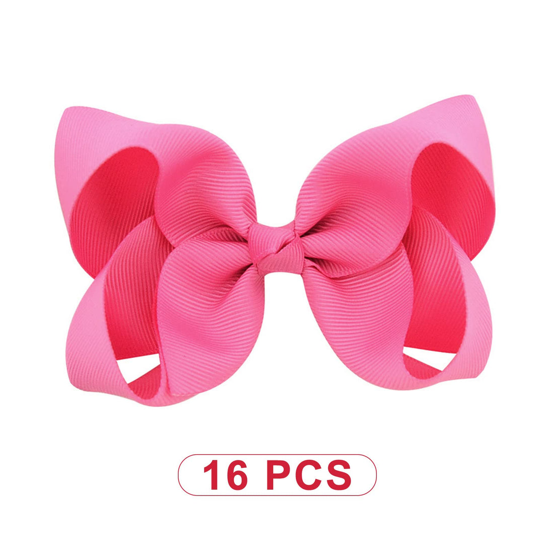 DEEKA 16 PCS 4 Hand-made Hair Bow Grosgrain Ribbon Solid Color Hair Bow Alligator Clips Hair Accessories for Little Teen Toddler Girls -Hot Pink