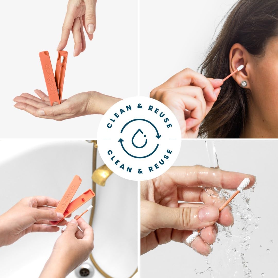 LastSwab® Reusable Cotton Swabs for Ear Cleaning - The Sustainable and Sanitary Alternative to Single-Use Q Tips - Zero Waste and Easy to Clean - Comes with a Convenient Travel Case Holder - Turquoise
