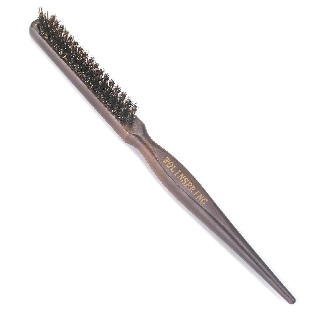 Wolinspring Little Wonder Boar & Tourmaline Nylon Bristle Teasing Brush with Tail Handle for Back.