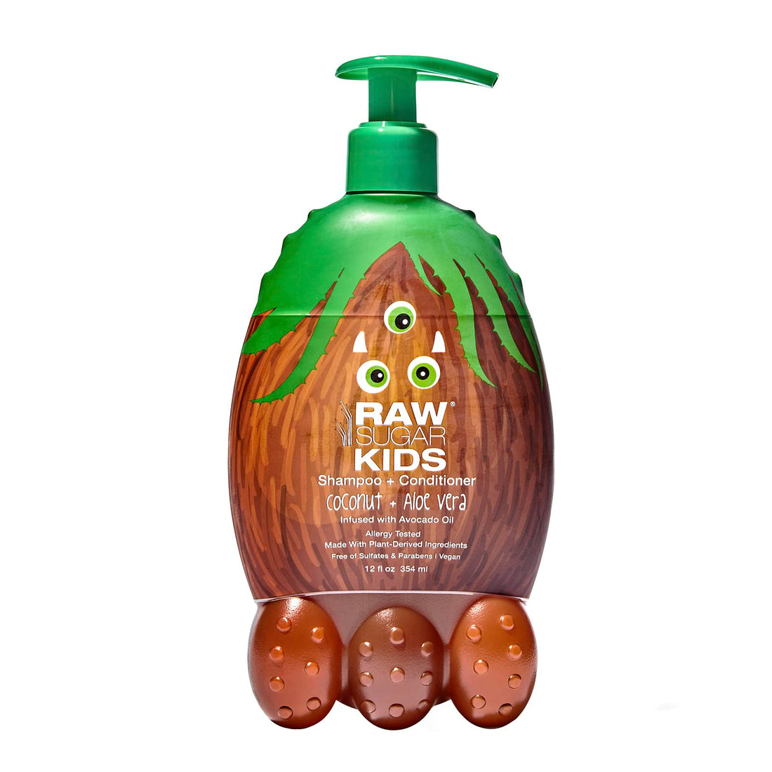 RAW SUGAR Kids' 2-in-1 Shampoo + Conditioner - Coconut + Aloe Vera - 12 oz