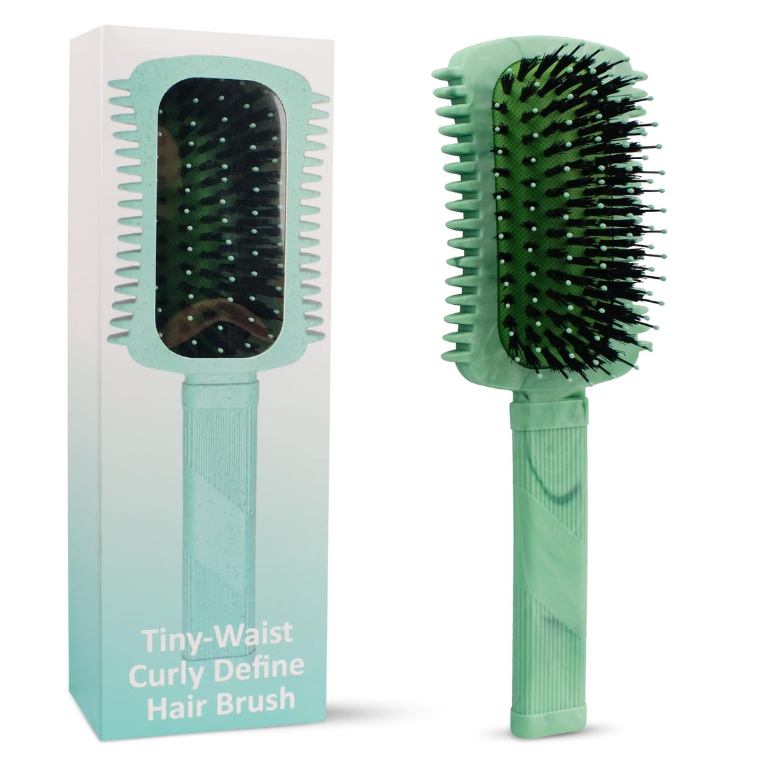 Curly Hair Brush Defining, Volume Curl Defining Brush for Effortlessly Detangling Shaping and Styling Women's Curls, Reduce Pulling (Marble Green)
