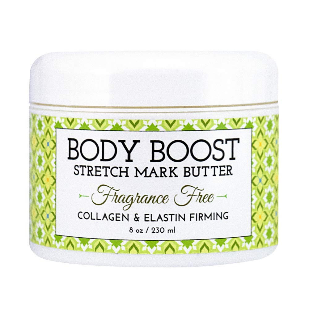 Body Boost Fragrance Free Stretch Mark Butter, 8 oz, Pregnancy and Nursing Safe Skin Care