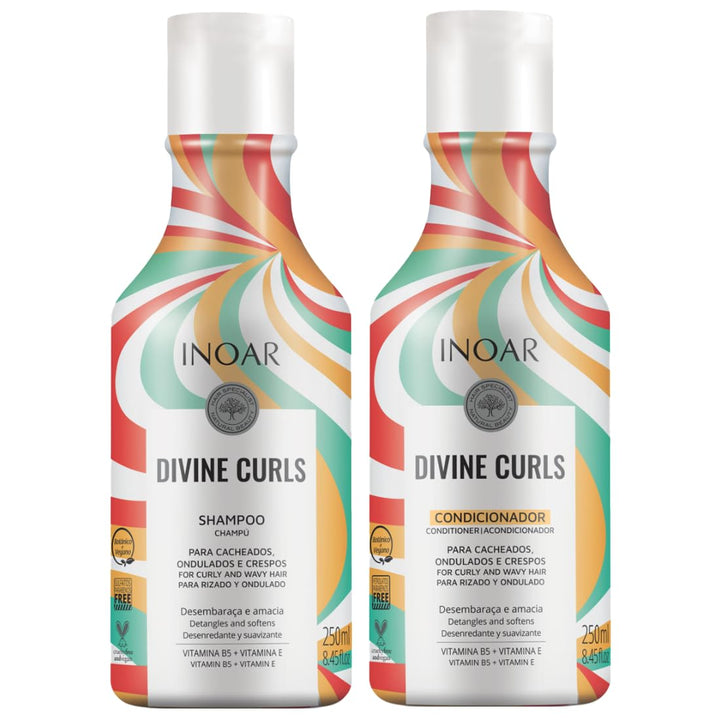 Inoar Professional - Divine Curls Shampoo & Conditioner - (2x) 250ml/8.45oz