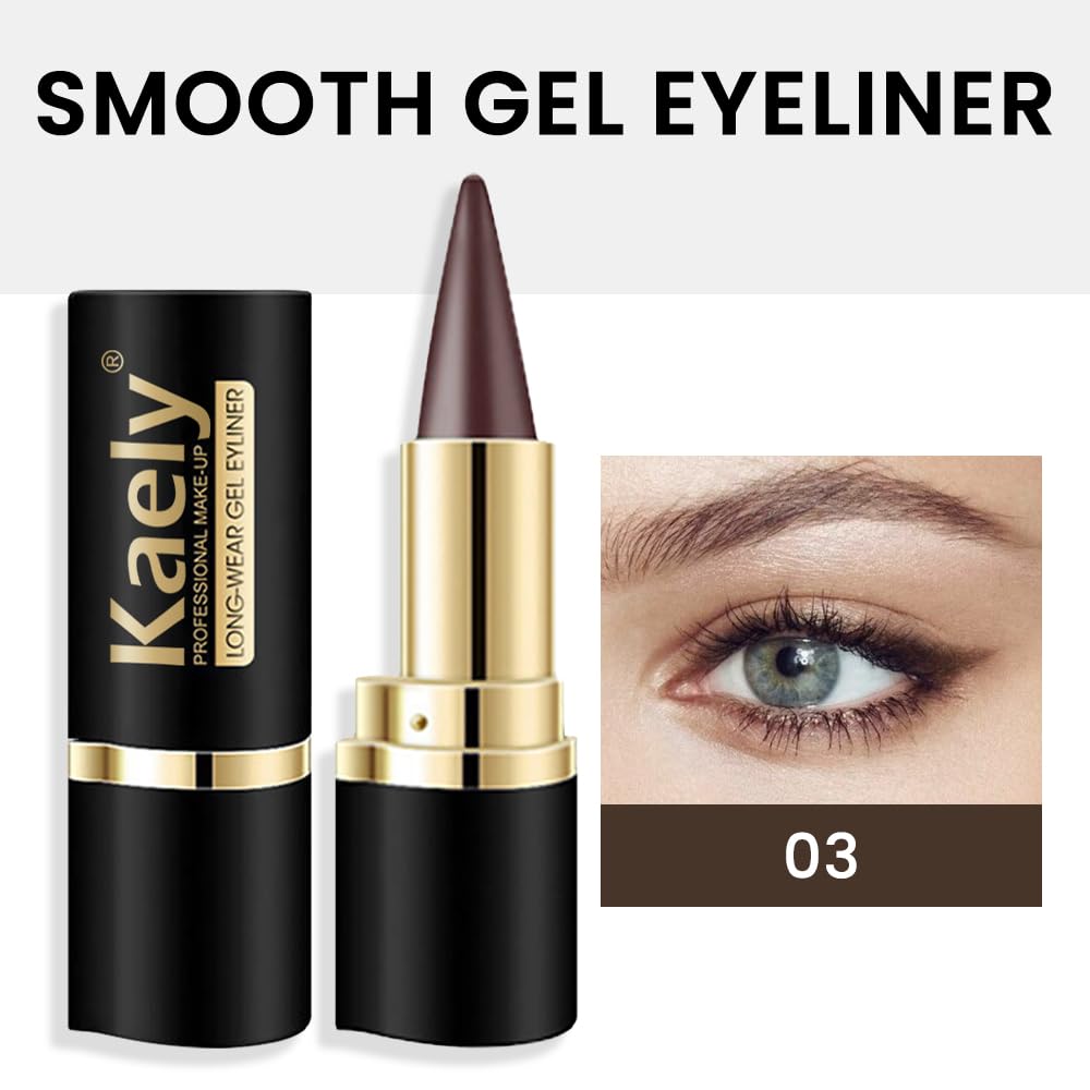 Kaely Brown Gel Eyeliner Pencil,Waterproof Smudge Proof Eye Liner Pen,Cat Eye Goth Halloween Makeup,Eye Black Face Paint Lipstick Crayon,Color Colorful Eyeliner Eyeshadow Stick,03
