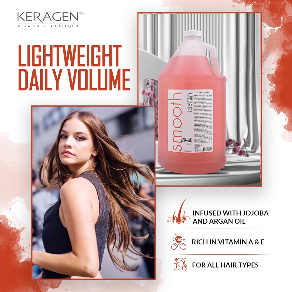 KERAGEN - Clarifying Shampoo with Keratin and Collagen, All Hair Types, Sulfate Free, 128 Oz
