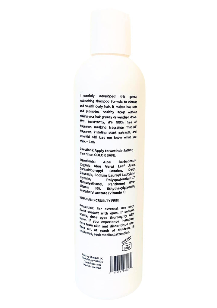 CLOUDD Fragrance-Free Curl Nourishing Healthy Hair Shampoo, 100% Fragrance-Free and Essential Oil-Free, Unscented